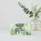 Moderne Florale Visitenkarte – QR-Code & Logo (Stehend Vorderseite)