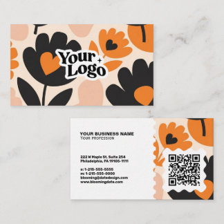 Moderne Florale Visitenkarte – QR-Code & Logo