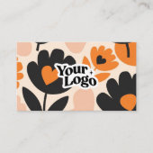 Moderne Florale Visitenkarte – QR-Code & Logo (Vorderseite)
