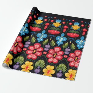 Moderne florale Volkskunst Geschenkpapier