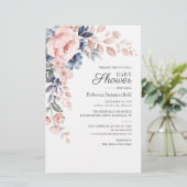 Moderne florale Wasserfarbe Blue Pink Baby Dusche Briefpapier (Stehend Vorderseite)