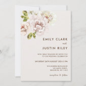 Moderne florale Wasserfarbe Elfenbeincreme Hochzei Einladung (Vorderseite)