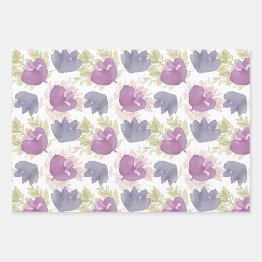 Moderne florale Wasserfarbe Geschenkpapier Set (Vorderseite 3)