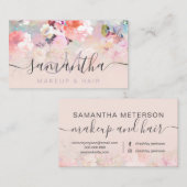Moderne florale Wasserfarbe Ober blush Make-up Haa Visitenkarte (Vorne/Hinten)