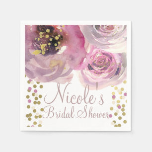 Moderne Florale Wasserfarben-Hochzeitsdusche in Ro Serviette