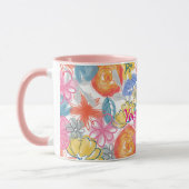 Moderne Florale Wasserfarben-Musterung Tasse (Links)