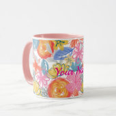 Moderne Florale Wasserfarben-Musterung Tasse (Vorderseite Links)