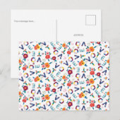 Moderne florale Whimsistische Orange Blue Yellow Postkarte (Vorne/Hinten)