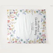 Moderne florale Wildblumen Hochzeitsszenario im Fo Wandteppich (Vorderseite (Horizontal))