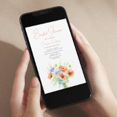 Moderne florale Wildblumen Script Brautparty Einladung
