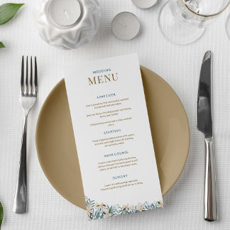 Moderne florale Wildflower-Hochzeitsmenükarte Menükarte