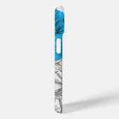 Moderne florale zeichnend Cyan Blue Retro-Kreise Case-Mate iPhone Hülle (Rückseite / Rechts)