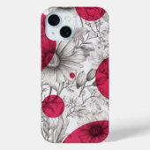 Moderne florale zeichnend magentinrosa Retrokreise Case-Mate iPhone Hülle (Rückseite)