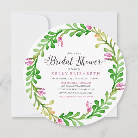 MODERNE FLORALKIRCHE Brautdusche Einladung (Vorderseite)