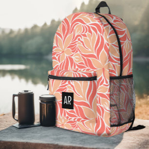 Moderne Floralmuster-Blumen in trendigem Pfirsich  Bedruckter Rucksack