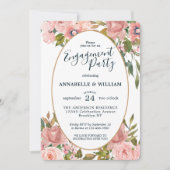 Moderne floralrosa Blush Gold Engagement Party Einladung (Vorderseite)