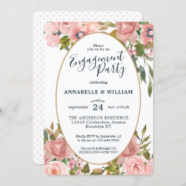 Moderne floralrosa Blush Gold Engagement Party Einladung