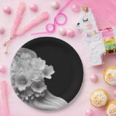 Moderne Florals Black and White Wedding Pappteller (Party)