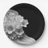 Moderne Florals Black and White Wedding Pappteller (Vorderseite)