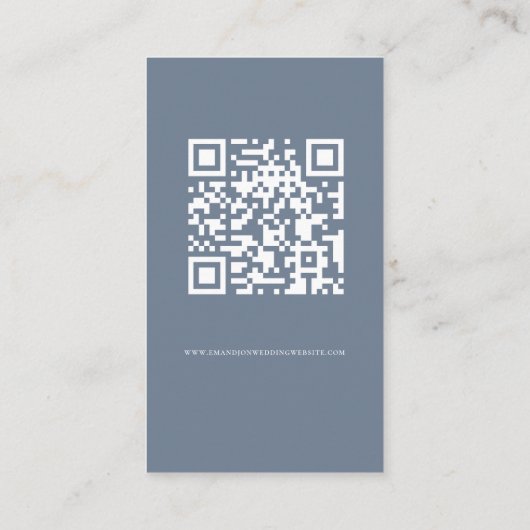 Moderne Florals QR Code Dusty Blue Wedding Details Begleitkarte (Rückseite)