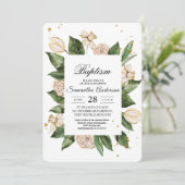 Moderne, florengrüne und gelbe Rahmen Einladung (Stehend Vorderseite)