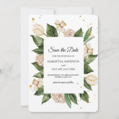 Moderne, florengrüne und gelbe Rahmen Save The Date (Vorderseite)