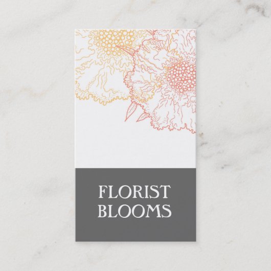 Moderne Florist Business Cards Grau Orange Red Visitenkarte (Vorderseite)