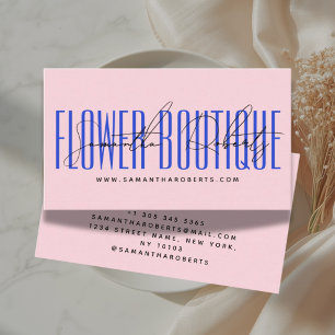 Moderne Floristin Blumenboutique rosa blau Visitenkarte