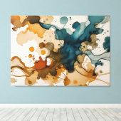 Moderne Fluid Art mit Gold Spritzer Leinwanddruck (Insitu (Holzboden))