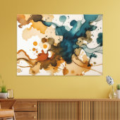 Moderne Fluid Art mit Gold Spritzer Leinwanddruck (Insitu (Wohnzimmer))