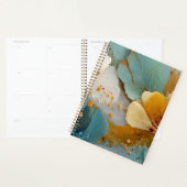Moderne fluide abstrakte Teal-Gold-Blasen und -Ade Planer (Anzeige)