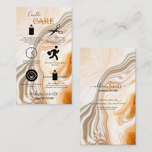 Moderne, flüssige Gold- und Brauntöne-Kerzenversor Visitenkarte (Vorne/Hinten)
