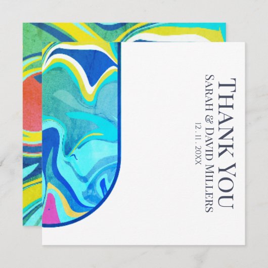 Moderne flüssige Grunge Vibranding Wedding Dankeskarte (Vorne/Hinten)