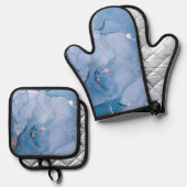 Moderne Flüssigkunst Ofenhandschuh & Topflappen-Set (Vorderseite/Rückseite)