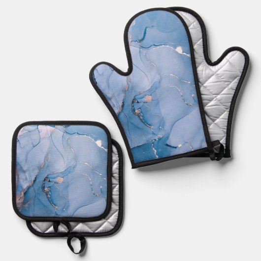 Moderne Flüssigkunst Ofenhandschuh & Topflappen-Set (Vorderseite/Rückseite)