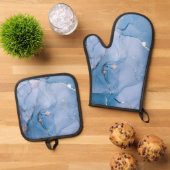Moderne Flüssigkunst Ofenhandschuh & Topflappen-Set (Oben Unten)