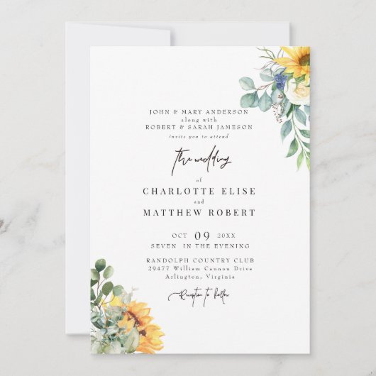 Moderne Foliage beide Sets Eltern Hochzeit Einladung (Vorderseite)