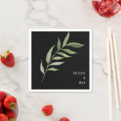 Moderne Foliage Black Wedding Napkins Serviette (Beispiel)