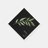 Moderne Foliage Black Wedding Napkins Serviette (Ecke)