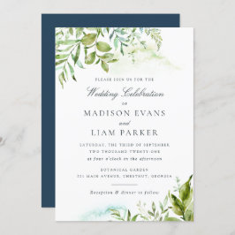 Moderne Foliage Blätter Wasserfarbenprägung Einladung