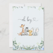Moderne Foliage Blue Floral Safari Baby Dusche Einladung (Rückseite)
