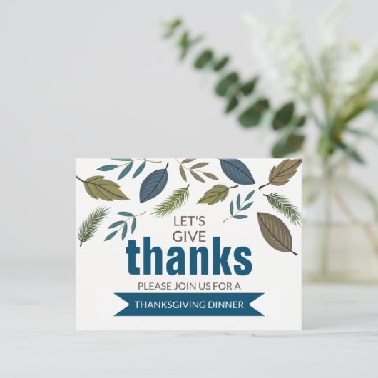 Moderne Foliage, Erntedank Dinner Einladung Postkarte (Stehend Vorderseite)