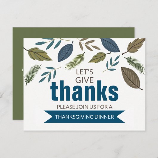 Moderne Foliage, Erntedank Dinner Einladung Postkarte (Vorne/Hinten)