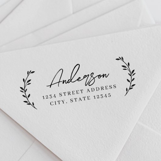 Moderne Foliage Family Name Rücksendeadresse Permastempel