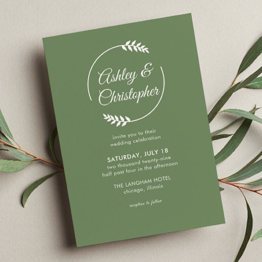 Moderne Foliage Frame Camouflage Grüne Hochzeit Einladung