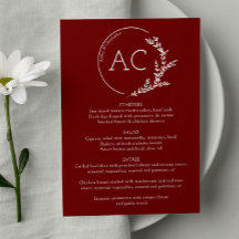 Moderne Foliage Frame Crimson Red Wedding Receptio