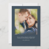 Moderne Foliage Frame Indigo Blue Foto Wedding Einladung (Rückseite)