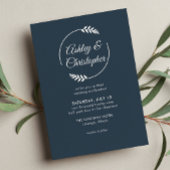 Moderne Foliage Frame Indigo Blue Wedding Einladung