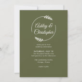 Moderne Foliage Frame Olive Green Wedding Einladung (Vorderseite)