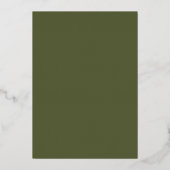 Moderne Foliage Frame Olive Green Wedding Folieneinladung (Rückseite)
